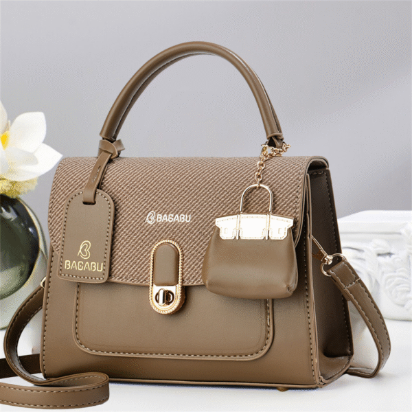 Bagabu Luxary Khaki Handbag with Mini Dummy Charm Purse for Office and Party BB1008K