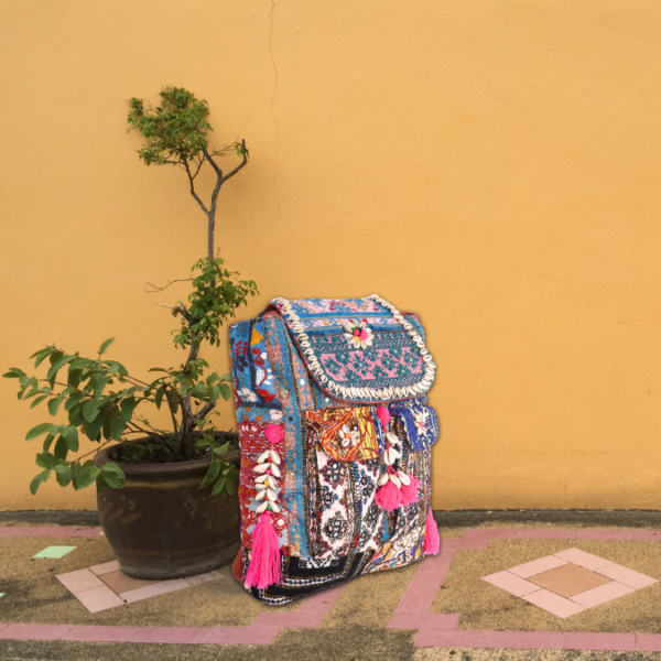 Large Handcrafted Bohemian Embroidered Backpack for Women BH1021D